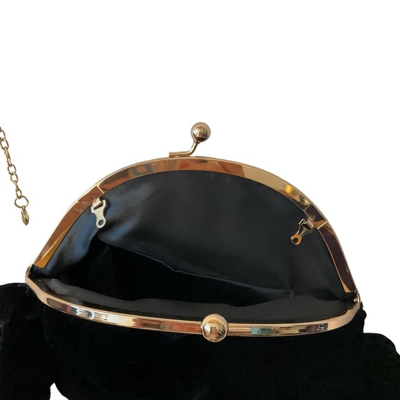 UNBRANDED Bag sz Medium Crossbody Convertible Clutch Kiss Clasp Side Bows Black - Picture 10 of 11